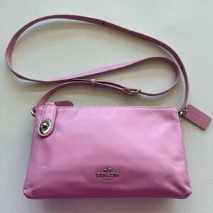 Coach Crosby 36552 Pink Crossbody Calf Leather Double Zipper TurnLock Purse